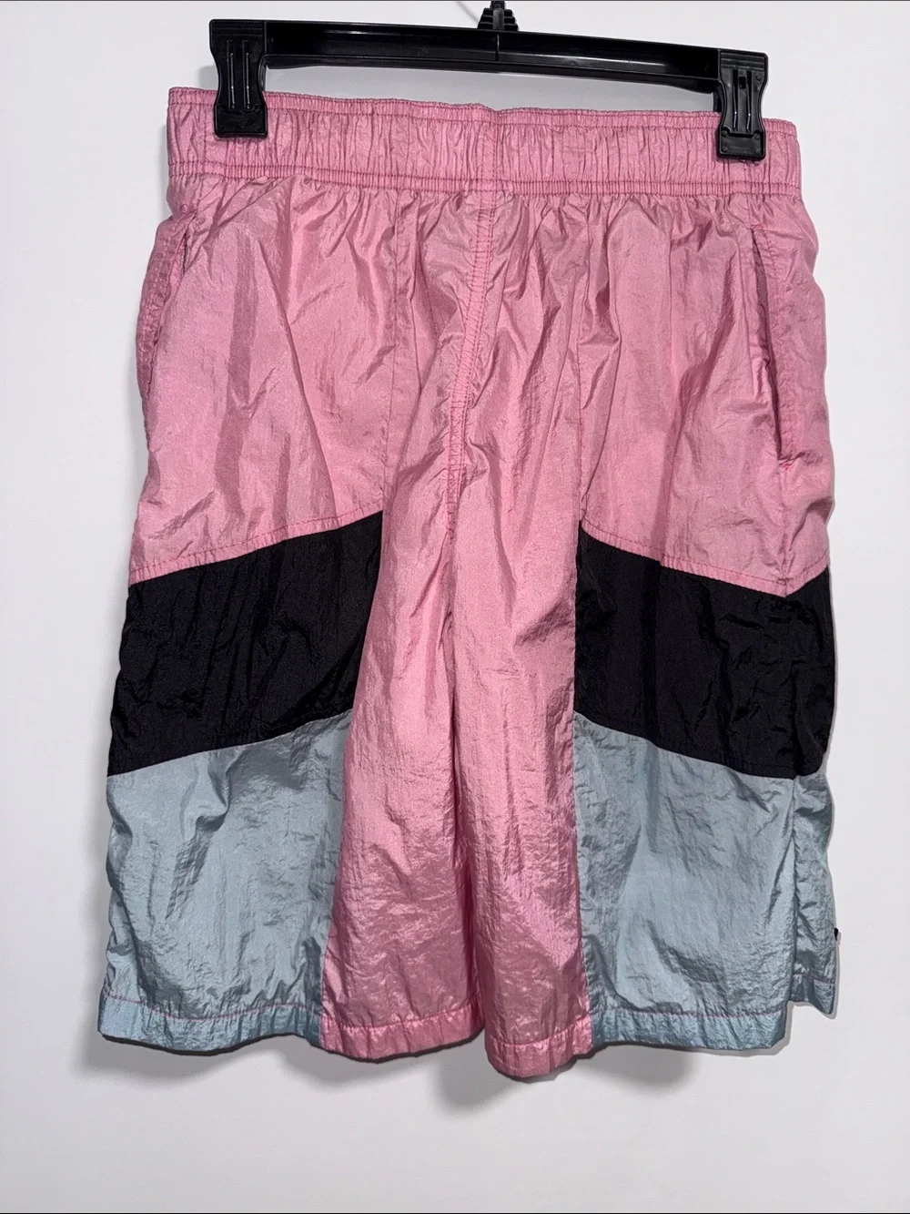 ellesse Mens Pink Colorblock Swim Trunks Retro Athletic Shorts Small